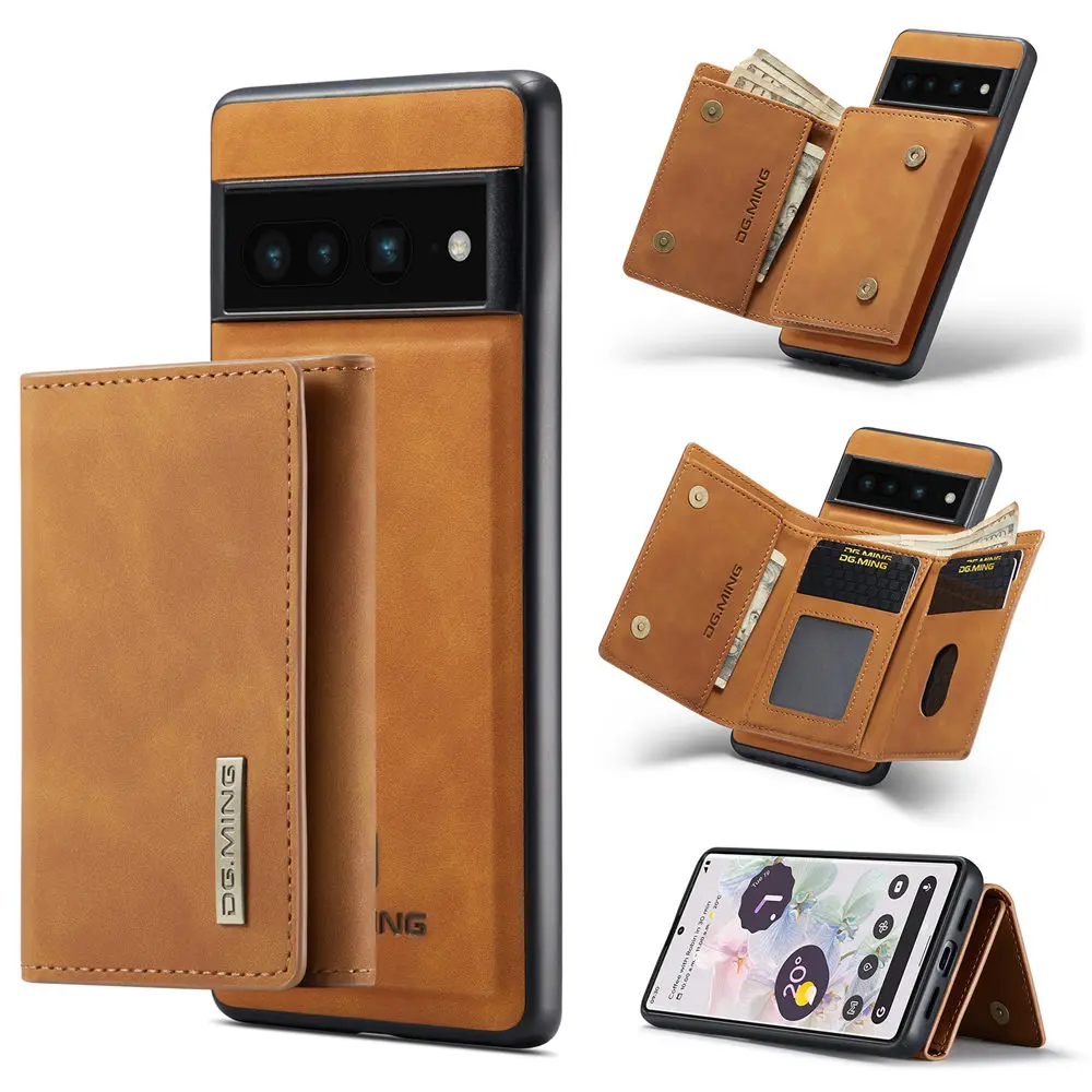 2 in 1 Magnetic Leather Case with Detachable Wallet For Google Pixel Series - onlinemegasale.com