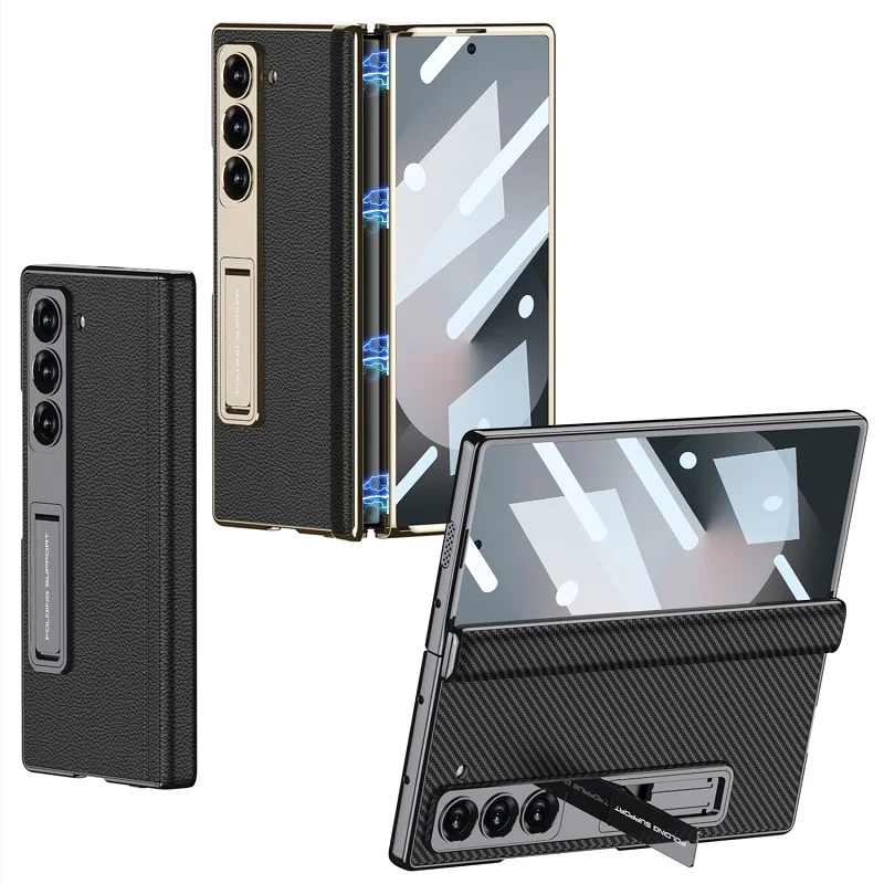 Leather Case with Stand & Magnetic Hinge For Samsung Galaxy Z Fold 6 - onlinemegasale.com