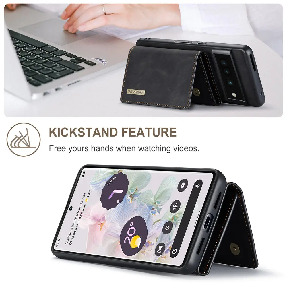 2 in 1 Magnetic Leather Case with Detachable Wallet For Google Pixel Series - onlinemegasale.com