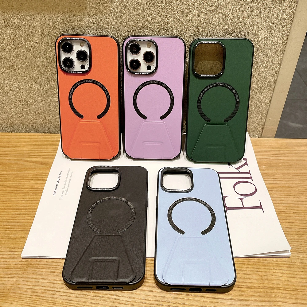 Kickstand Leather Case For iPhone - onlinemegasale.com