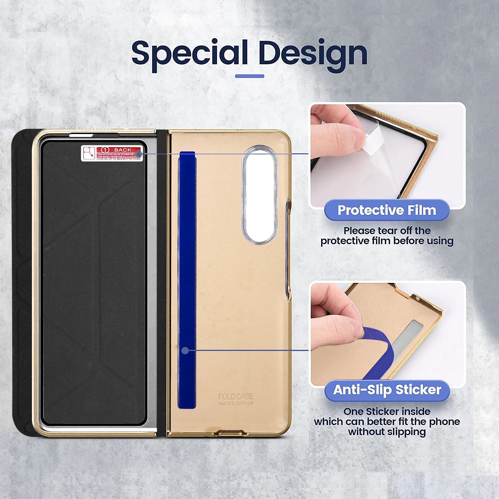 Luxury Texture Leather With Pen Holder Slot Screen Protector Shockproof Folding Cover For Samsung Galaxy Z Fold 4 - onlinemegasale.com Luxury Texture Leather With Pen Holder Slot Screen Protector Shockproof Folding Cover For Samsung Galaxy Z Fold 4 - onlinemegasale.com
