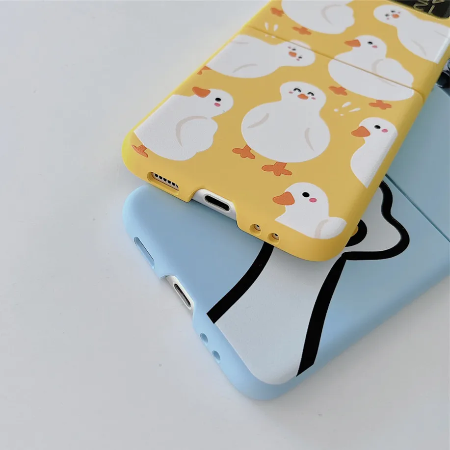 Cute Duck Silicone Phone Case For Samsung Z Flip 4 5G - onlinemegasale.com