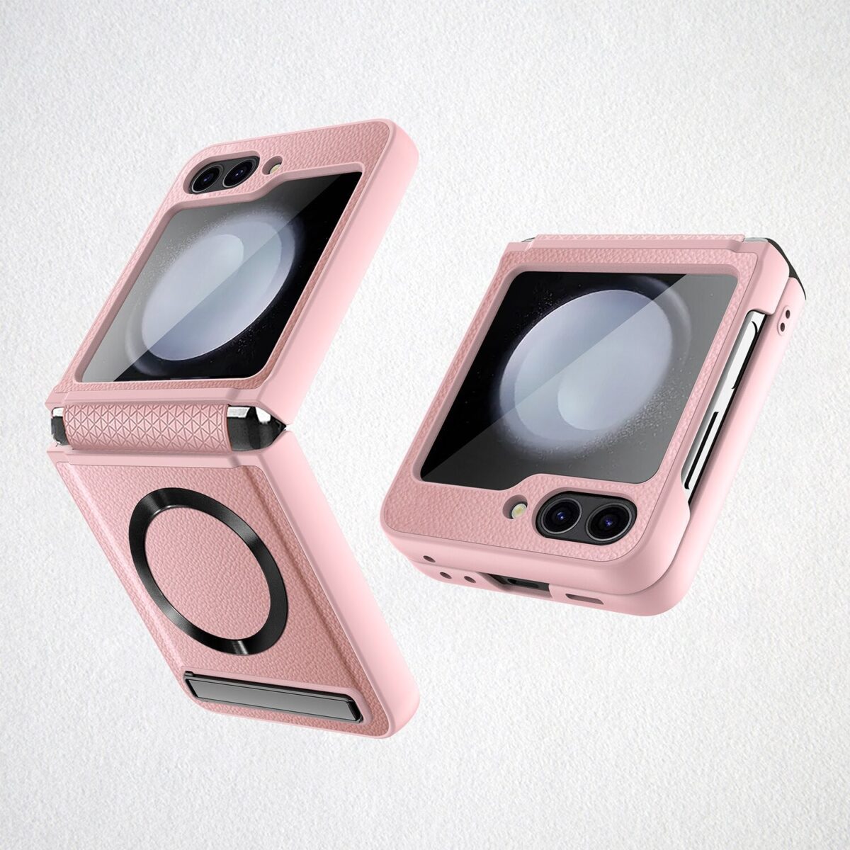 Leather Magsafe Case with Back Screen Protective For Samsung Galaxy Z Flip 5 - onlinemegasale.com
