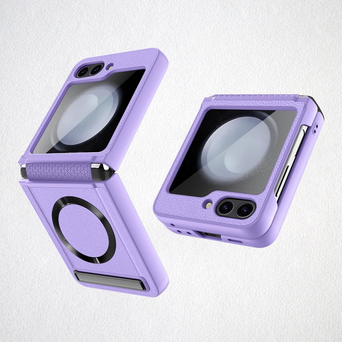 Leather Magsafe Case with Back Screen Protective For Samsung Galaxy Z Flip 5 - onlinemegasale.com