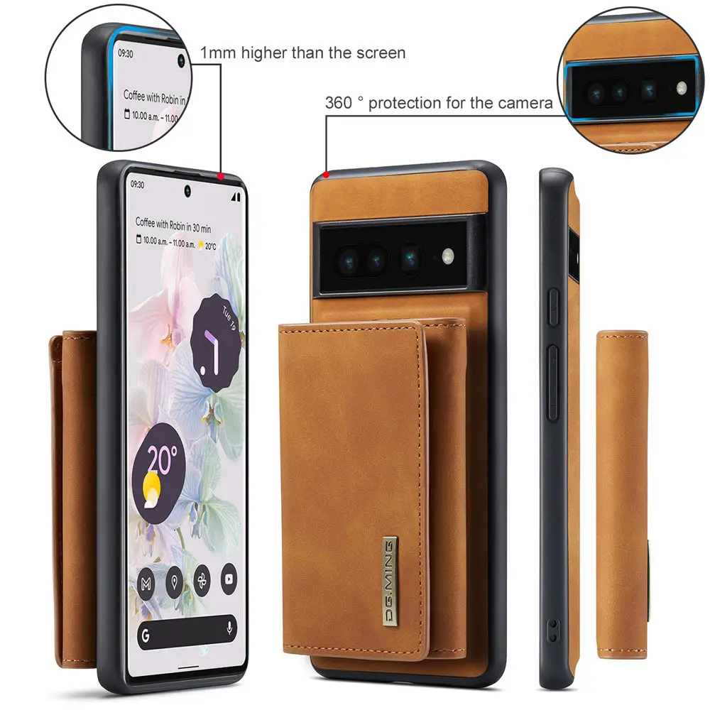 2 in 1 Magnetic Leather Case with Detachable Wallet For Google Pixel Series - onlinemegasale.com