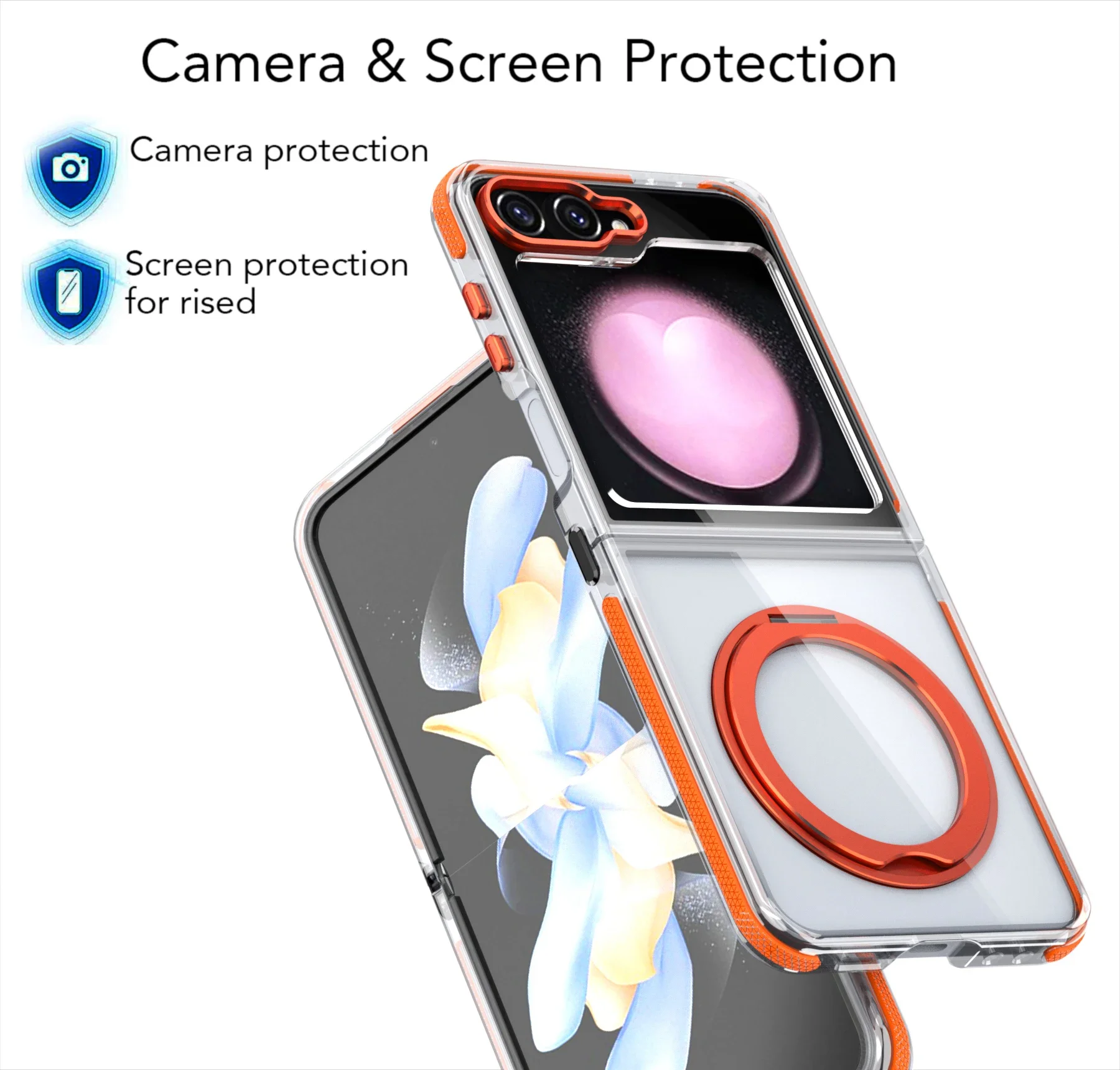 Transparent Shockproof Caase with Ring Holder for Samsung Galaxy Z Flip 6 - onlinemegasale.com Transparent Shockproof Caase with Ring Holder for Samsung Galaxy Z Flip 6 - onlinemegasale.com