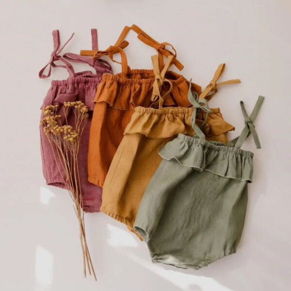 Cotton Infant Romper Ruffles Slip Strap Kids Playsuit