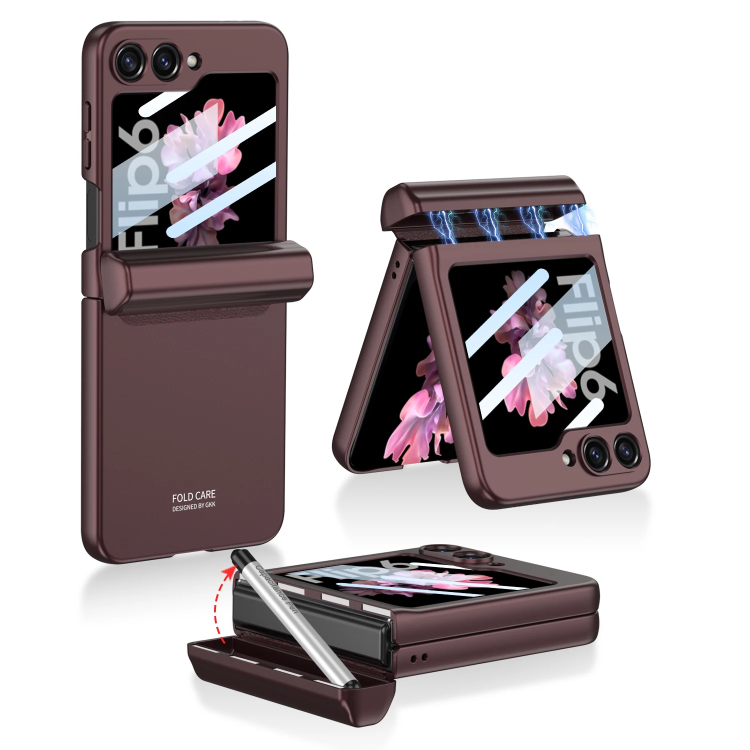Shockproof Case with Magnetic Hinge Protection & Touch Pen for Samsung Galaxy Z Flip 6 - onlinemegasale.com