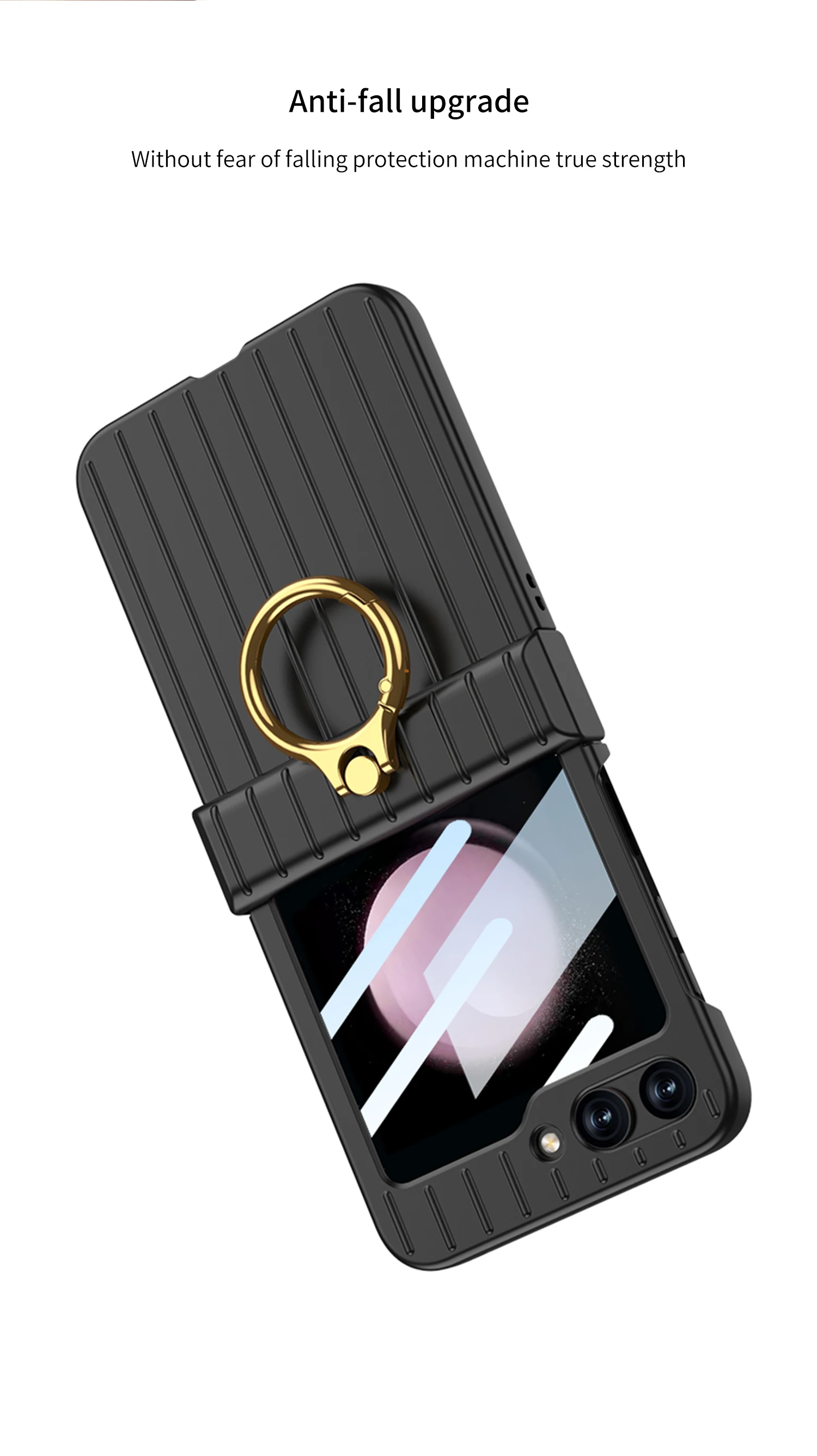 Shockproof Case With Ring Bracket & Screen Protective For Samsung Galaxy Z Flip 5 - onlinemegasale.com