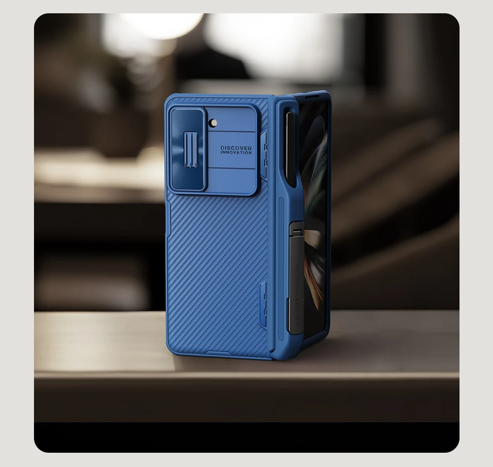 Case with Slide Camera Protector, Kickstand & S-Pen Pocket For Galaxy Z Fold 5 - onlinemegasale.com