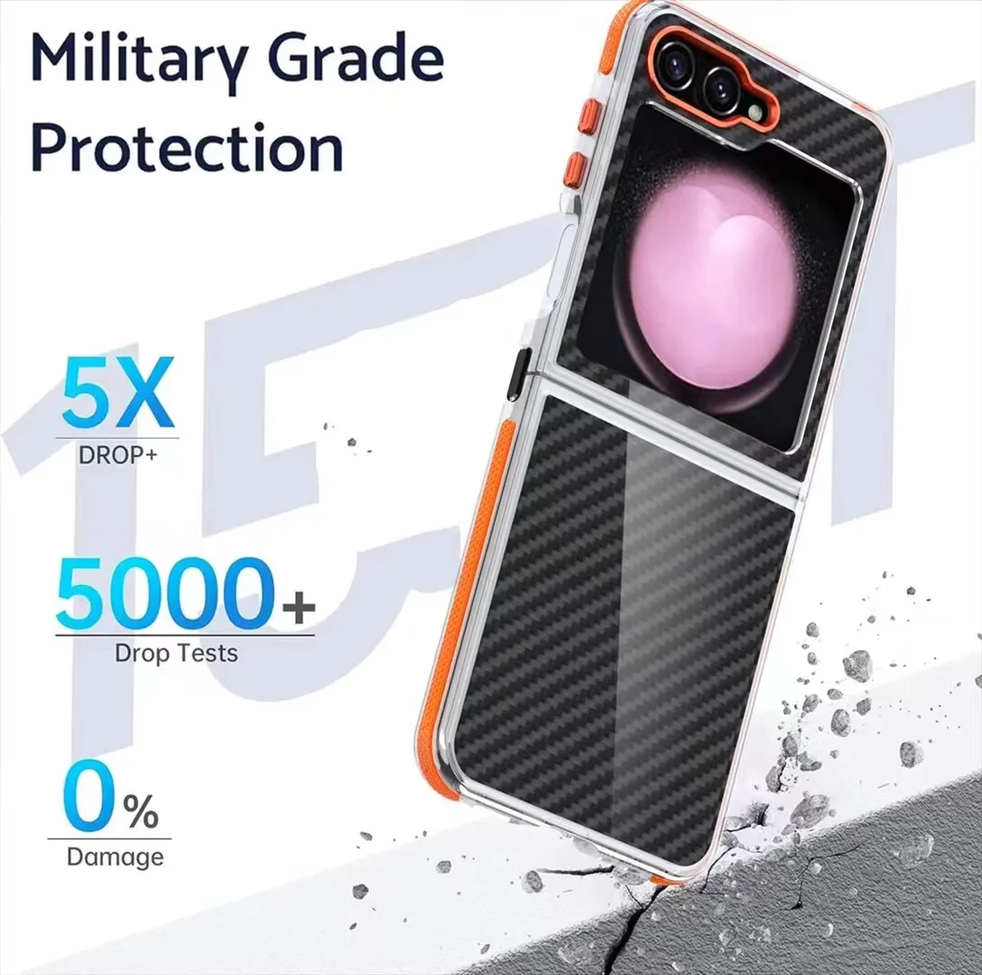 Full Protetcion Case with Metal Button For Samsung Galaxy Z Flip 6 - onlinemegasale.com