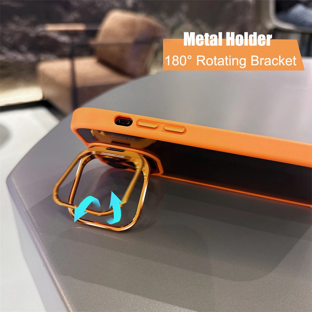 Lens Metal Ring Protector Stand Phone Case For iPhone - onlinemegasale.com