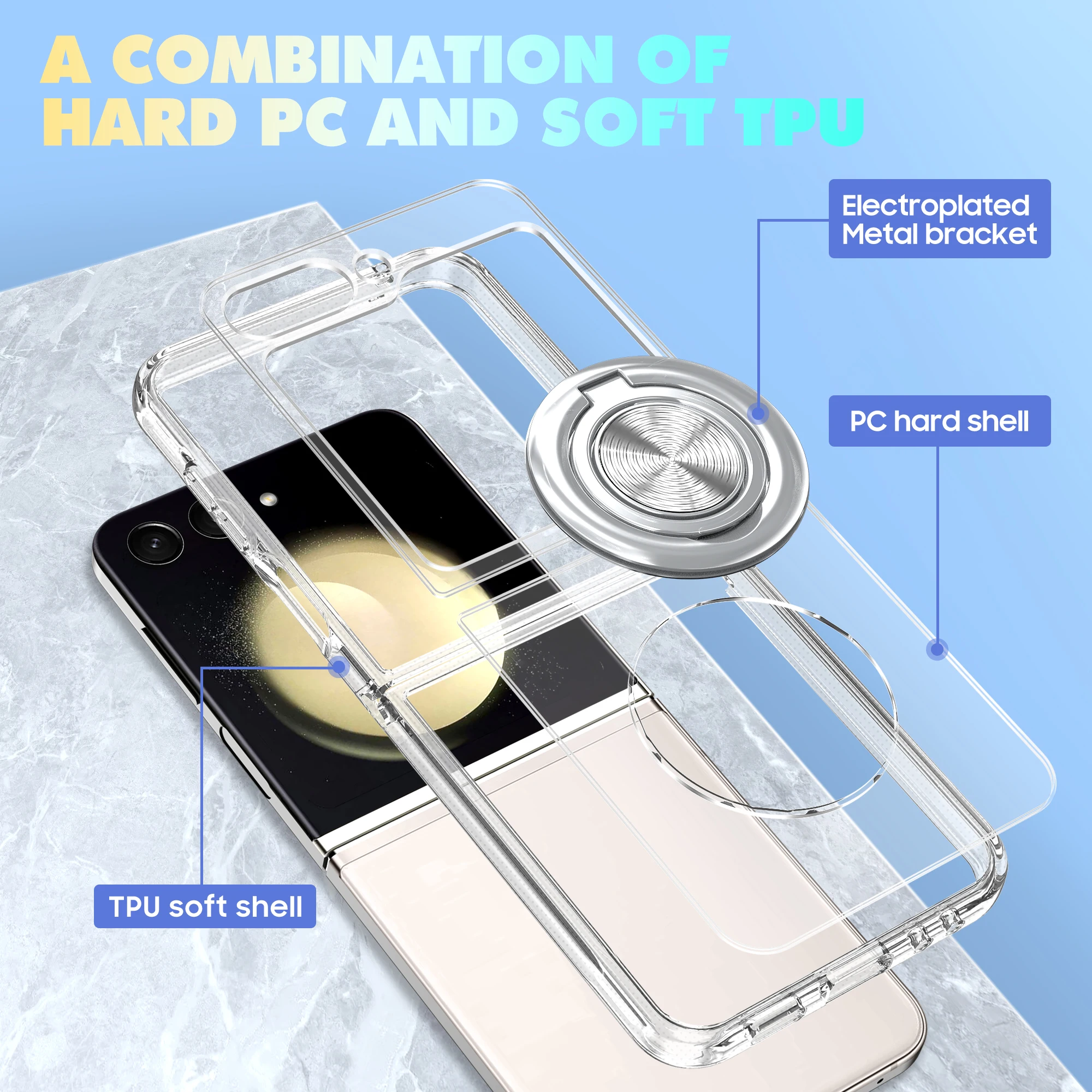 Shockproof Case With Magnetic Ring Stand For Samsung Galaxy Z Flip 6 - onlinemegasale.com
