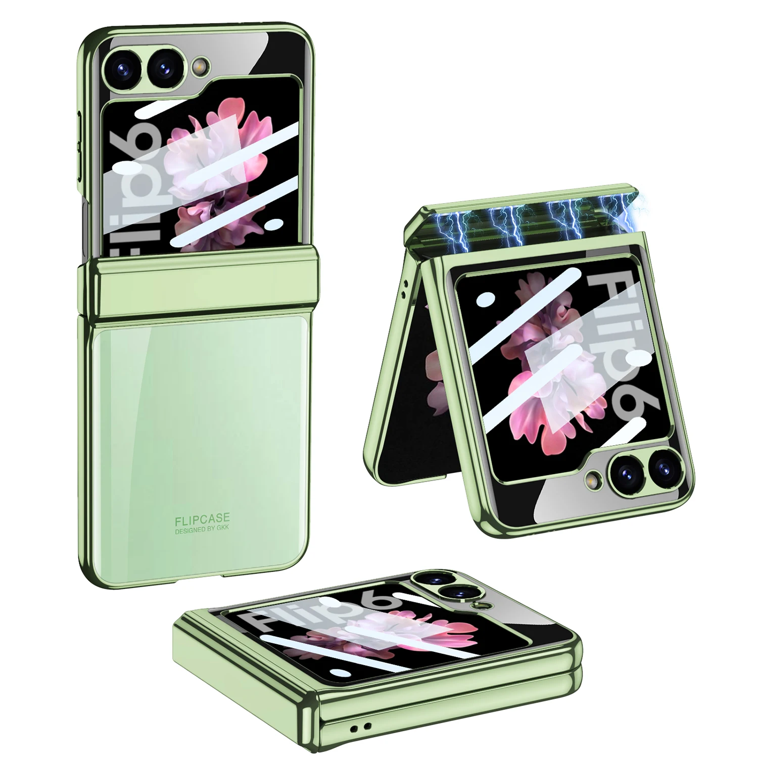 Transparent Case with Magnetic Hinge Protection for Samsung Galaxy Z Flip 6 - onlinemegasale.com