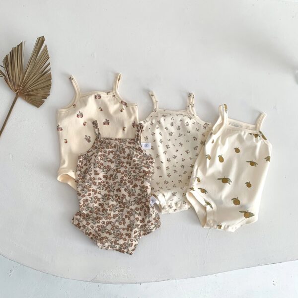 Summer Baby Cotton Romper Girls Sleeveless Fruit Pattern Good Elasticity 0-2 Years Old Jumpsuit Hot Sale