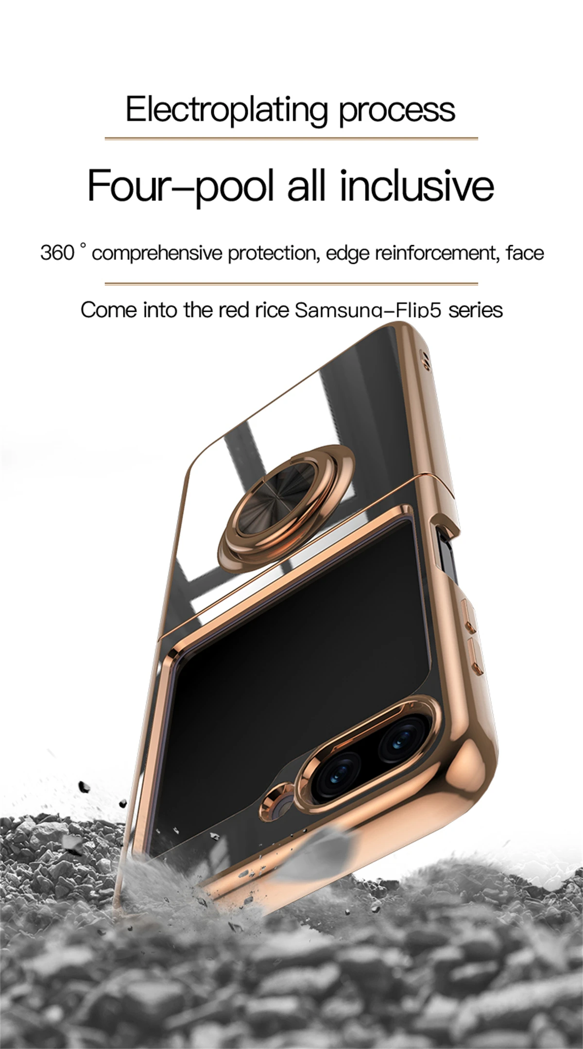 Luxury Electroplating Ring Holder Case For Samsung Galaxy Z Flip 5 - onlinemegasale.com Luxury Electroplating Ring Holder Case For Samsung Galaxy Z Flip 5 - onlinemegasale.com