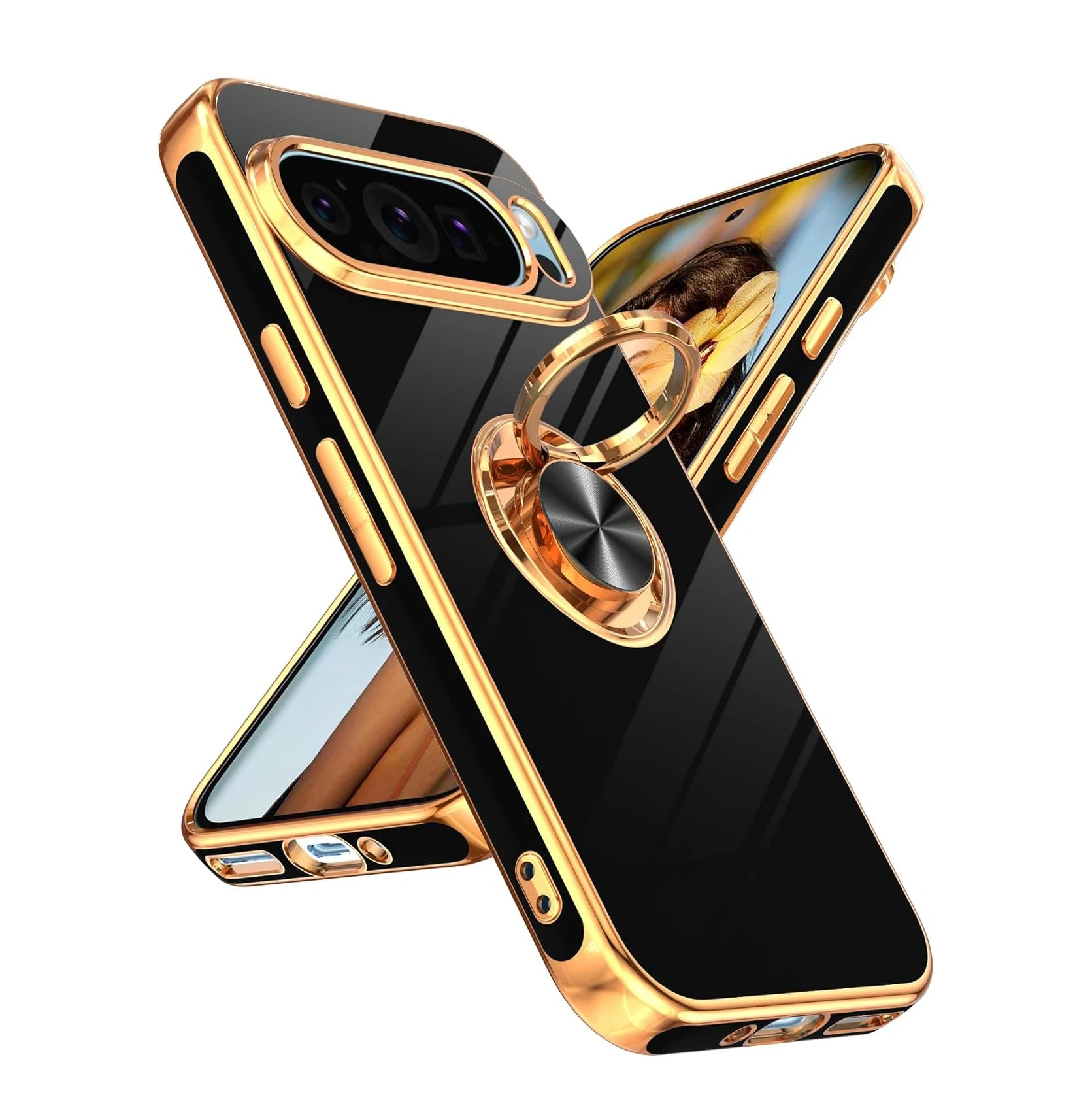 Luxury Plating Case with Ring Holder for Google Pixel Series - onlinemegasale.com