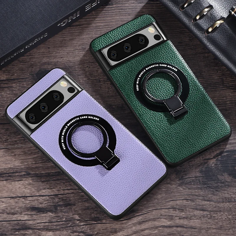 Magnetic Leather Case with Bracket for Google Pixel 8 Series - onlinemegasale.com