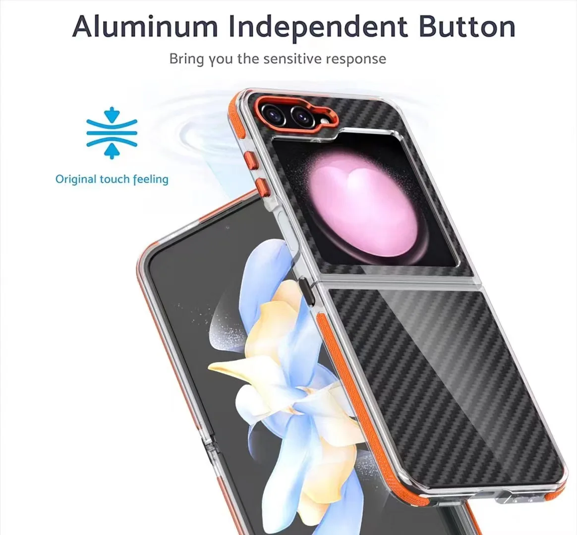 Full Protetcion Case with Metal Button For Samsung Galaxy Z Flip 6 - onlinemegasale.com