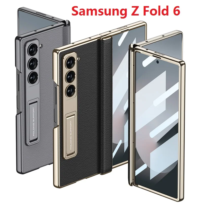 Leather Case with Stand & Magnetic Hinge For Samsung Galaxy Z Fold 6 - onlinemegasale.com