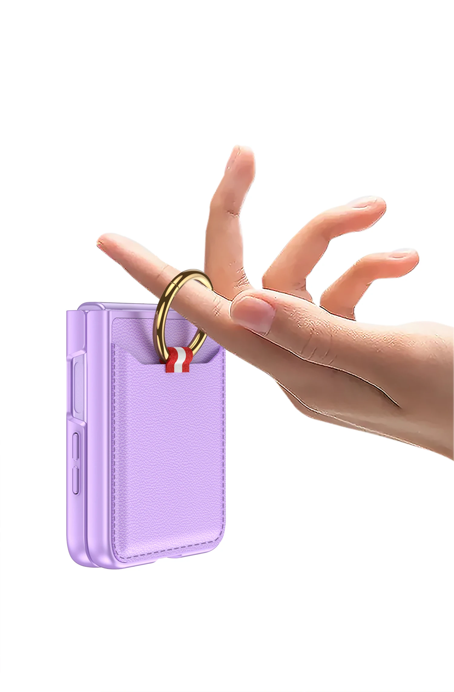 Leather Case with Ring Holder for Samsung Galaxy Z Flip 6 - onlinemegasale.com