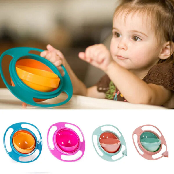360° Spill-Proof Gyro Bowl: Mess-Free Feeding for Kids!