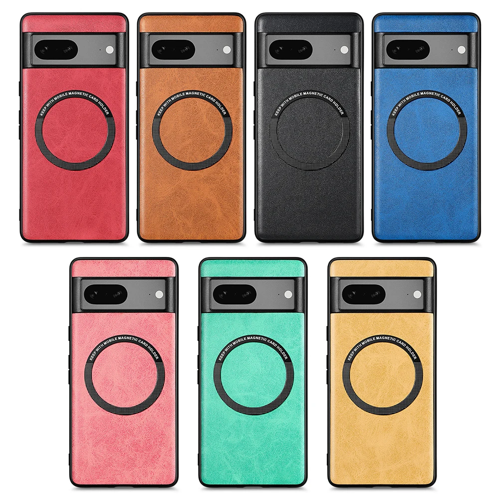 Magnetic Leather Wireless Charging Case For Google Pixel 8 Series - onlinemegasale.com