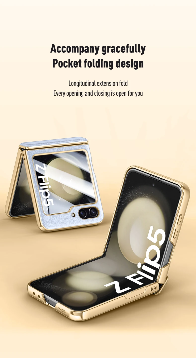 Leather Case with Hinge Protection for Samsung Galaxy Z Flip 5 - onlinemegasale.com