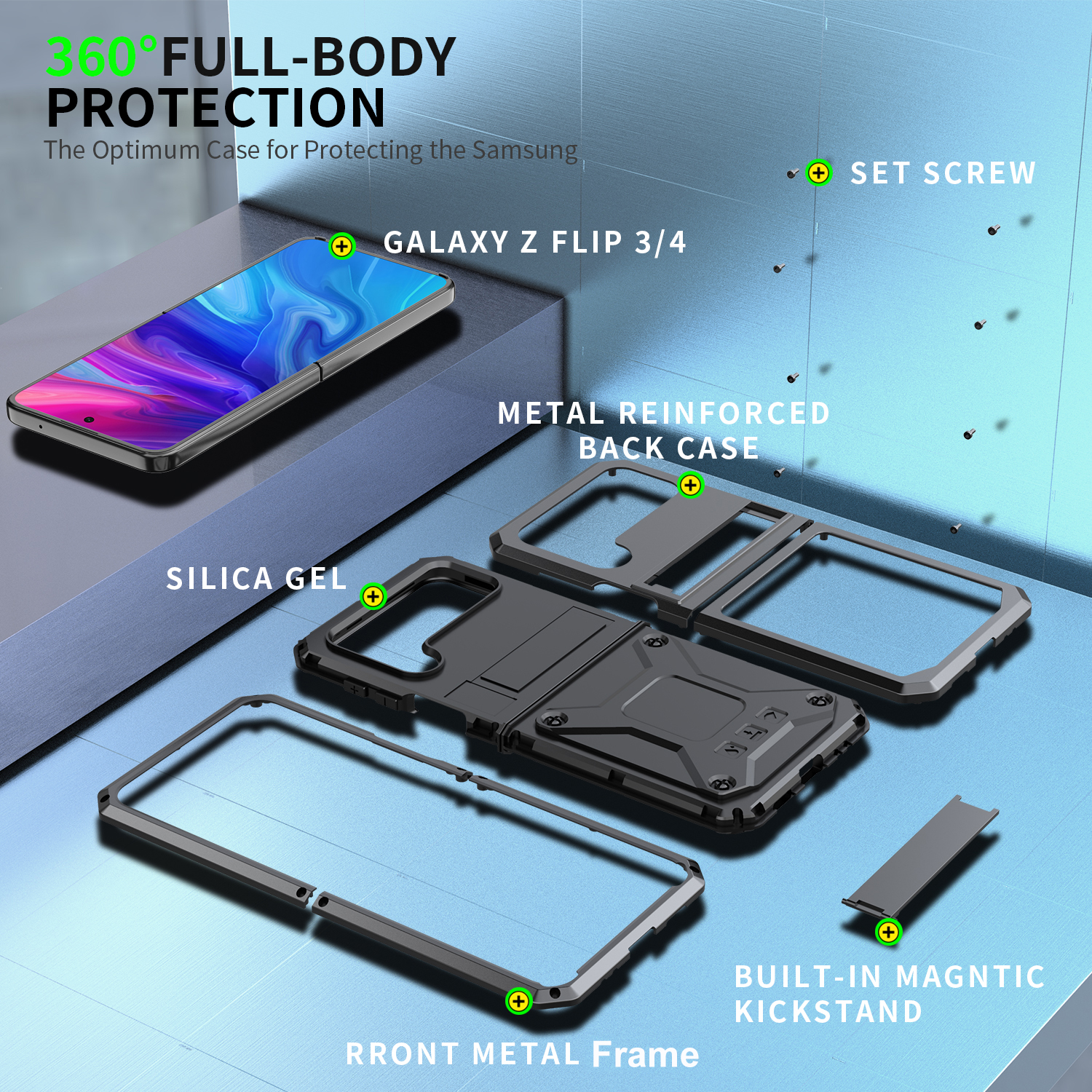 Heavy Duty Armor Case For Samsung Galaxy Z Flip4 Flip3 Shockproof - onlinemegasale.com