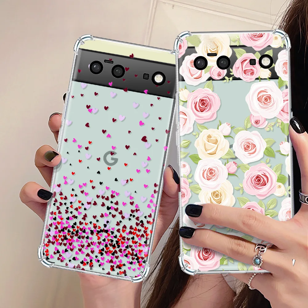 Flower Leaf Transparent Phone Case for Google Pixel 7 Pro - onlinemegasale.com