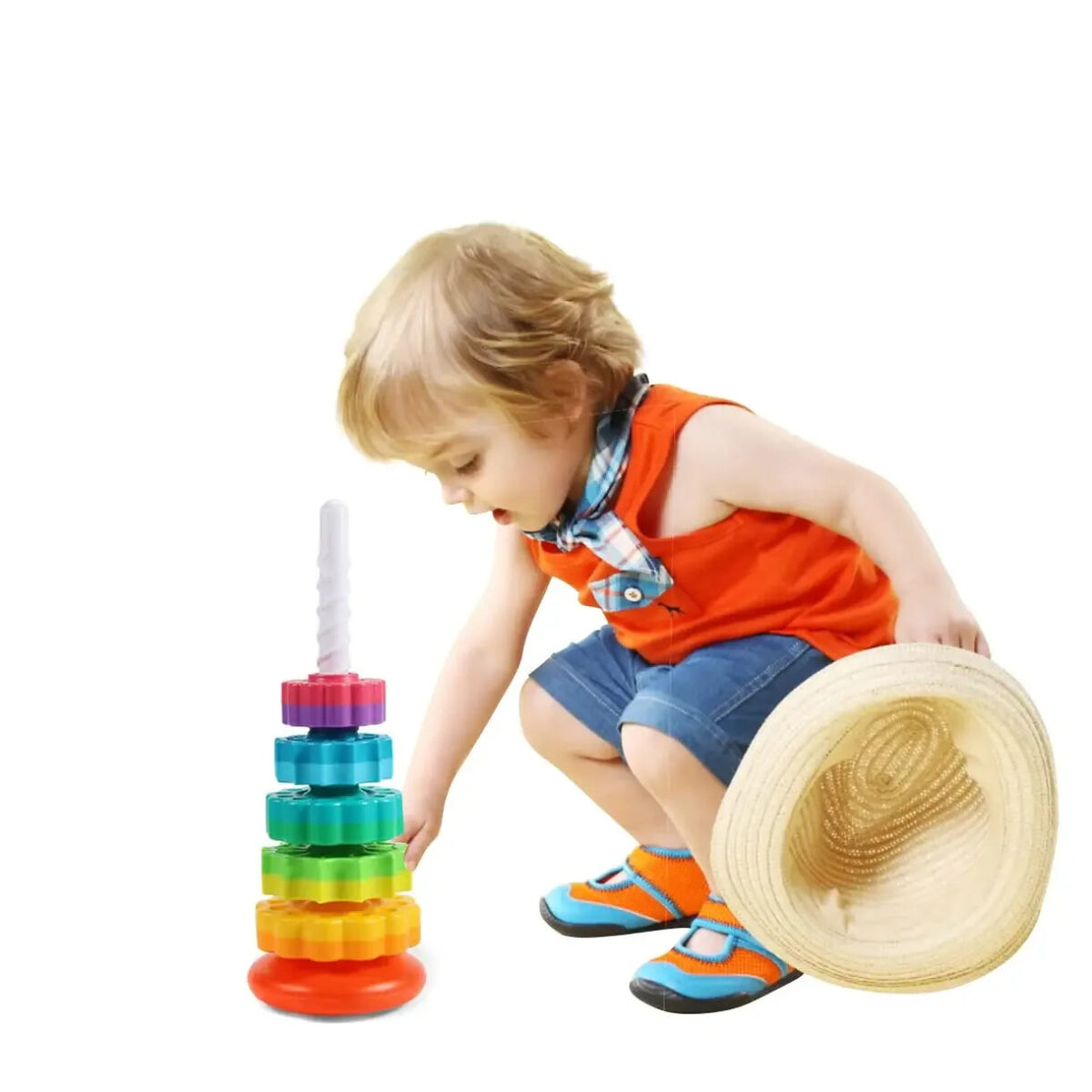 Montessori Rainbow Stacking Tower - Safe & Eco-Friendly Toy - onlinemegasale.com