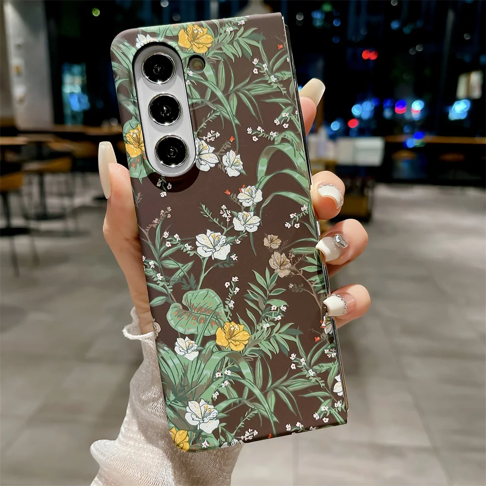 Retro Oil Painting Fragmented Flowers Case For Samsung Galaxy Fold - onlinemegasale.com