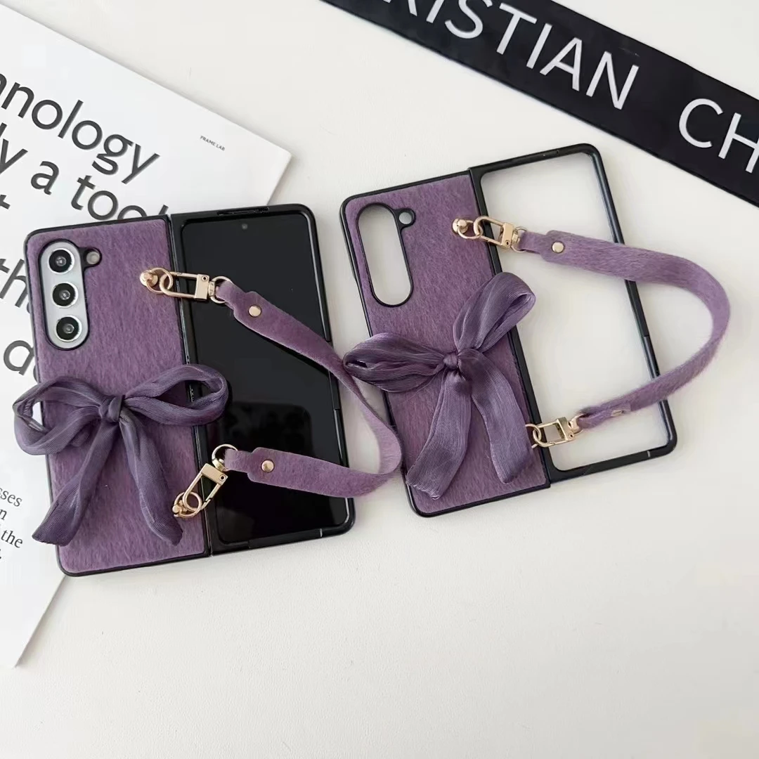 Luxury Fur Bow Case for Samsung Galaxy Z Fold 3/4/5 - onlinemegasale.com