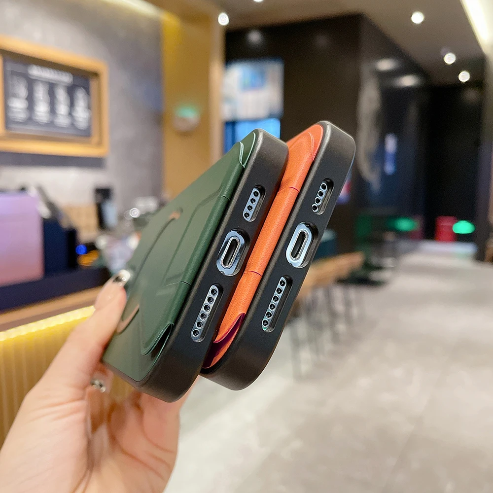 Kickstand Leather Case For iPhone - onlinemegasale.com