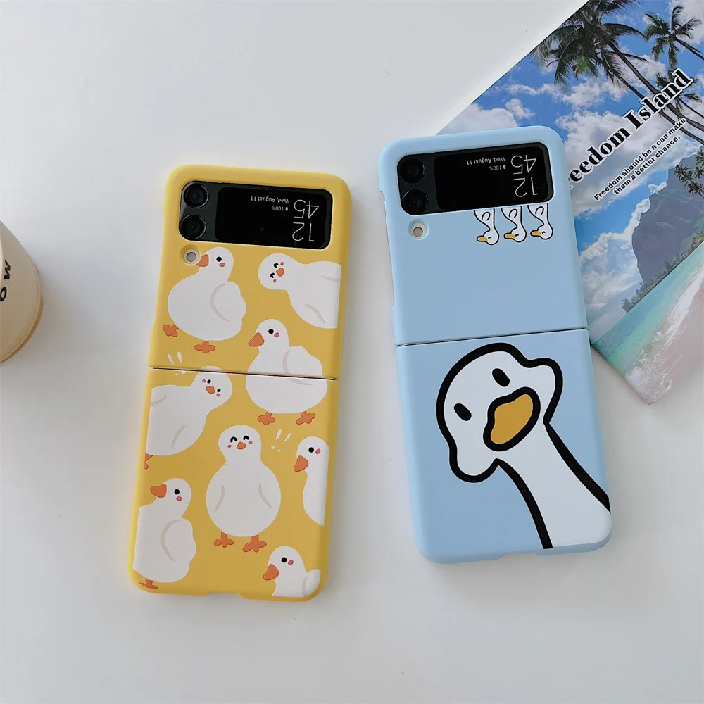 Cute Duck Silicone Phone Case For Samsung Z Flip 4 5G - onlinemegasale.com