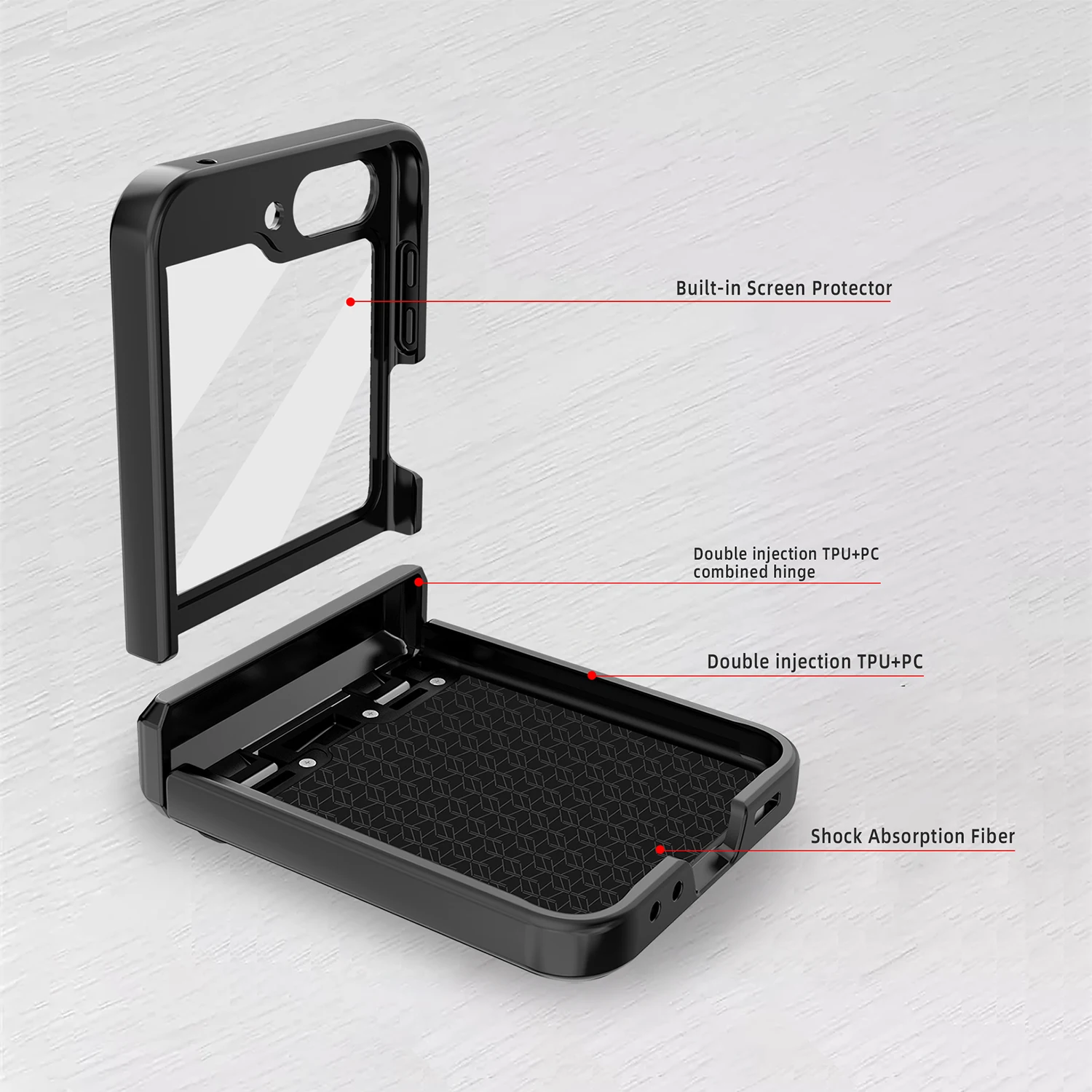 Shockproof Hinge Protective Case For Samsung Galaxy Z Flip 5 - onlinemegasale.com