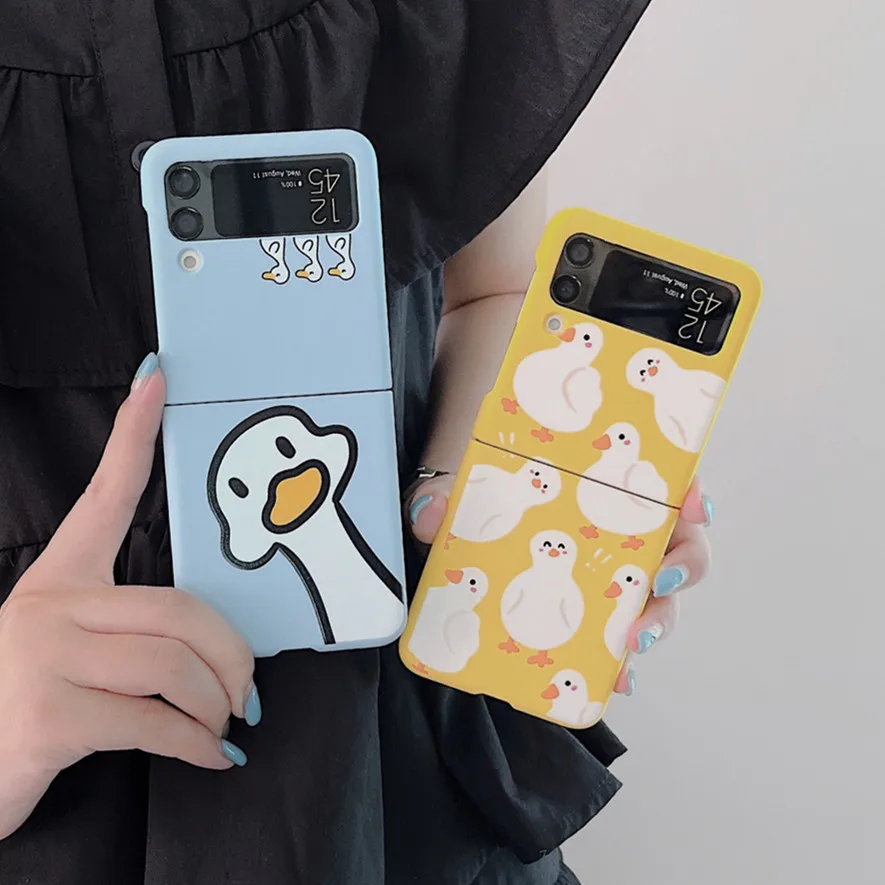 Cute Duck Silicone Phone Case For Samsung Z Flip 4 5G - onlinemegasale.com