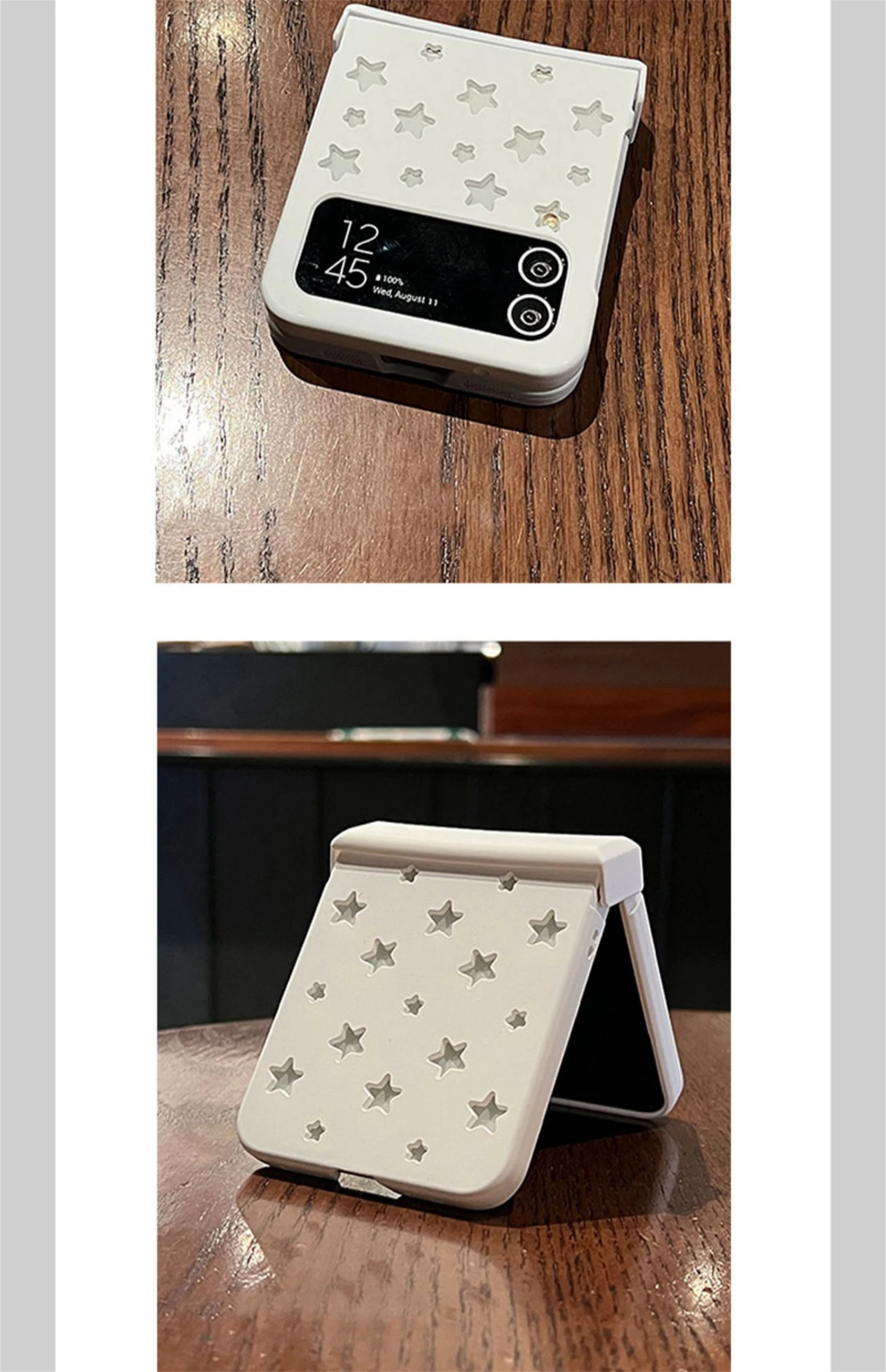 Korean Style Hollow Out Stars Phone Case for Galaxy Z Flip 4 - onlinemegasale.com