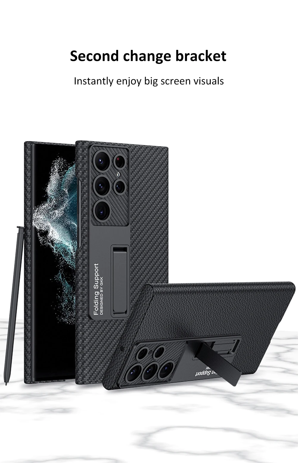 All-included Protection Carbon Texture Case For Galaxy S23 Series - onlinemegasale.com