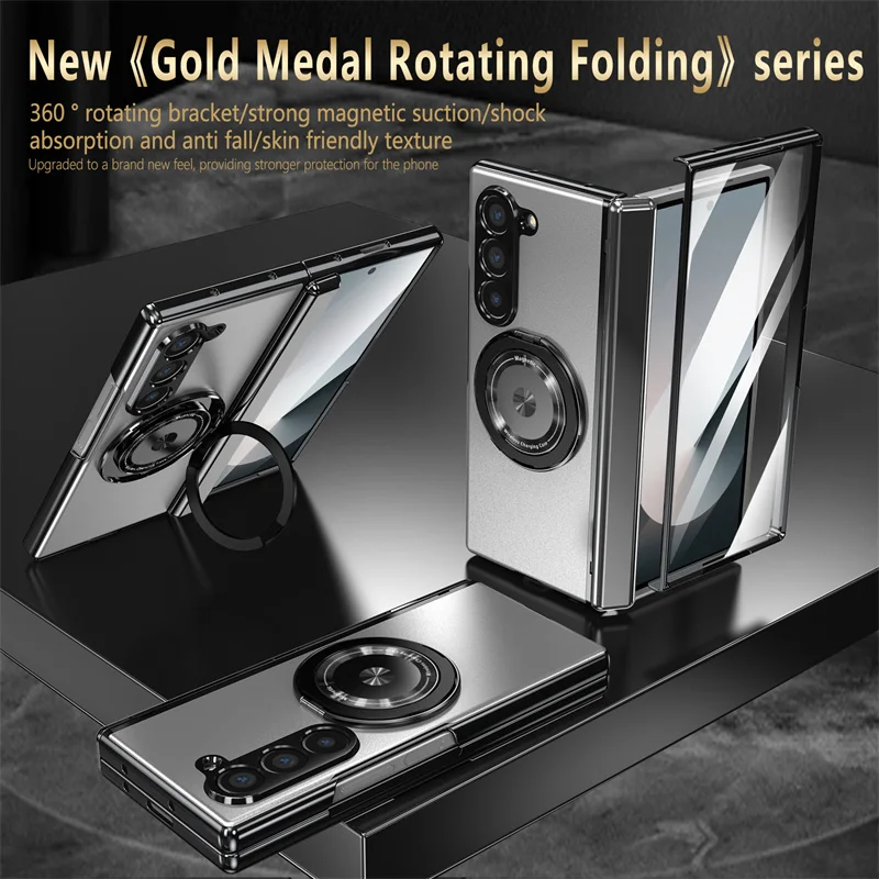 Luxury Shockproof Case with 360° Rotating Bracket for Samsung Galaxy Z Fold - onlinemegasale.com