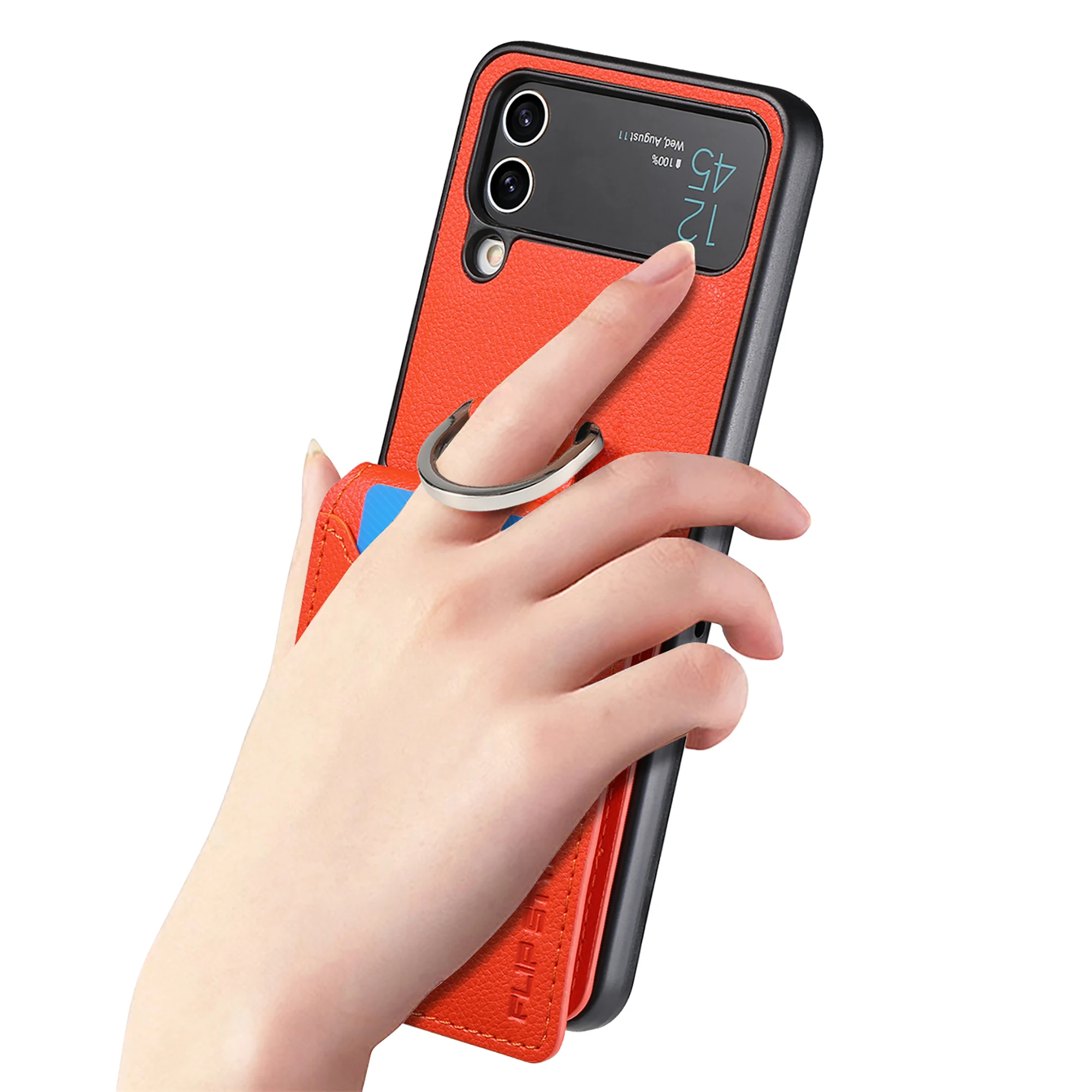 Luxury Leather Wallet Phone Case For Samsung Z Flip - onlinemegasale.com