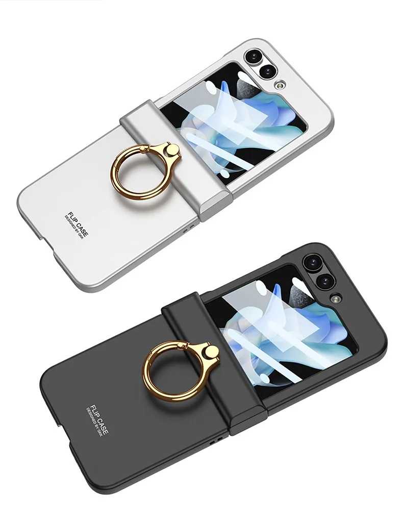 Ultra-thin Matte Case with Ring Bracket & Screen Protective For Samsung Galaxy Z Flip 5 - onlinemegasale.com