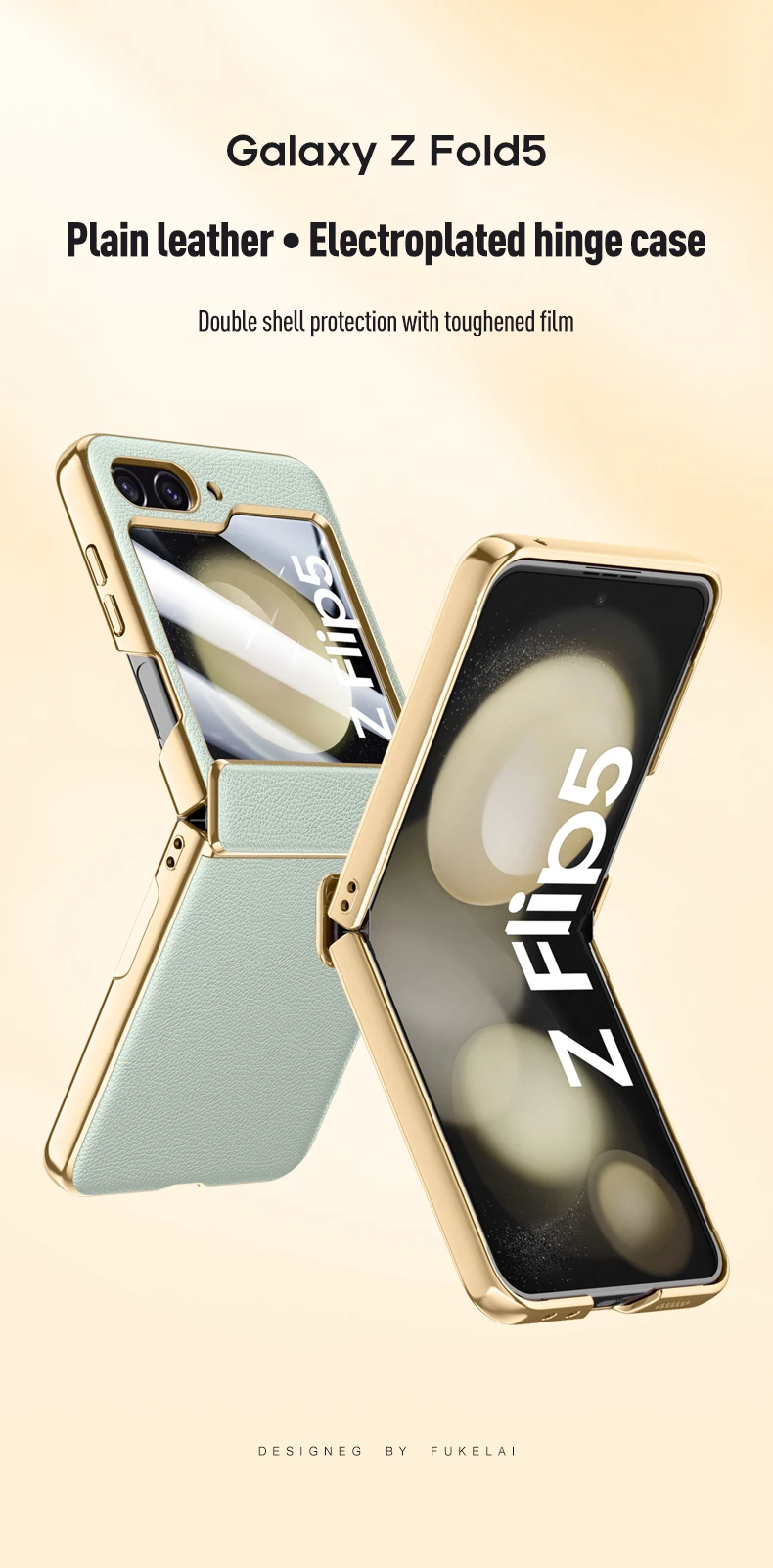Leather Case with Hinge Protection for Samsung Galaxy Z Flip 5 - onlinemegasale.com
