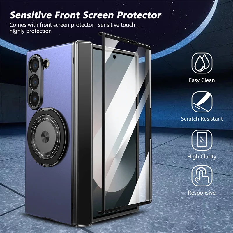 Luxury Shockproof Case with 360° Rotating Bracket for Samsung Galaxy Z Fold - onlinemegasale.com