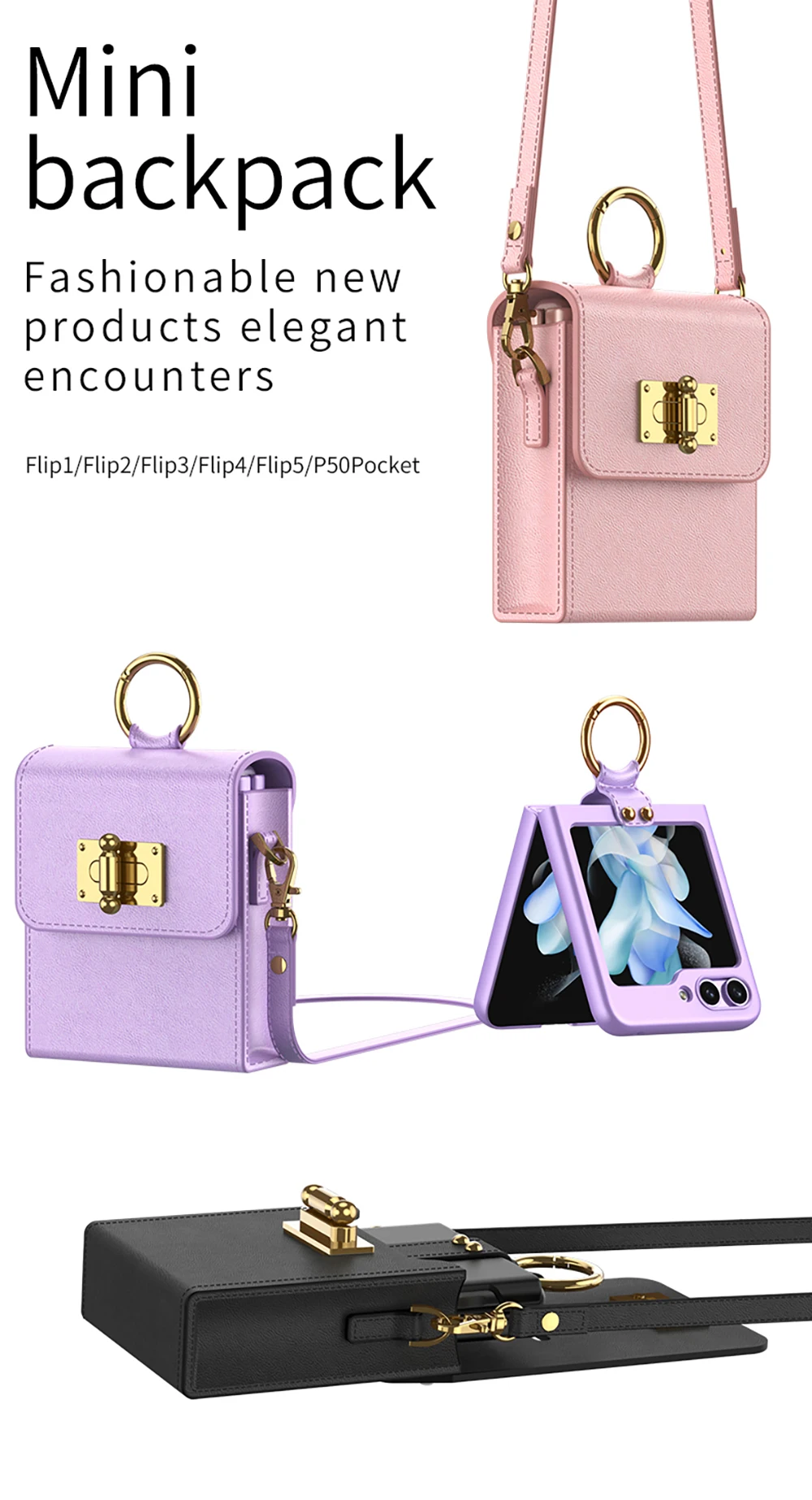 Leather Crossbody Bag Case for Samsung Galaxy Z Flip 5 - onlinemegasale.com Leather Crossbody Bag Case for Samsung Galaxy Z Flip 5 - onlinemegasale.com