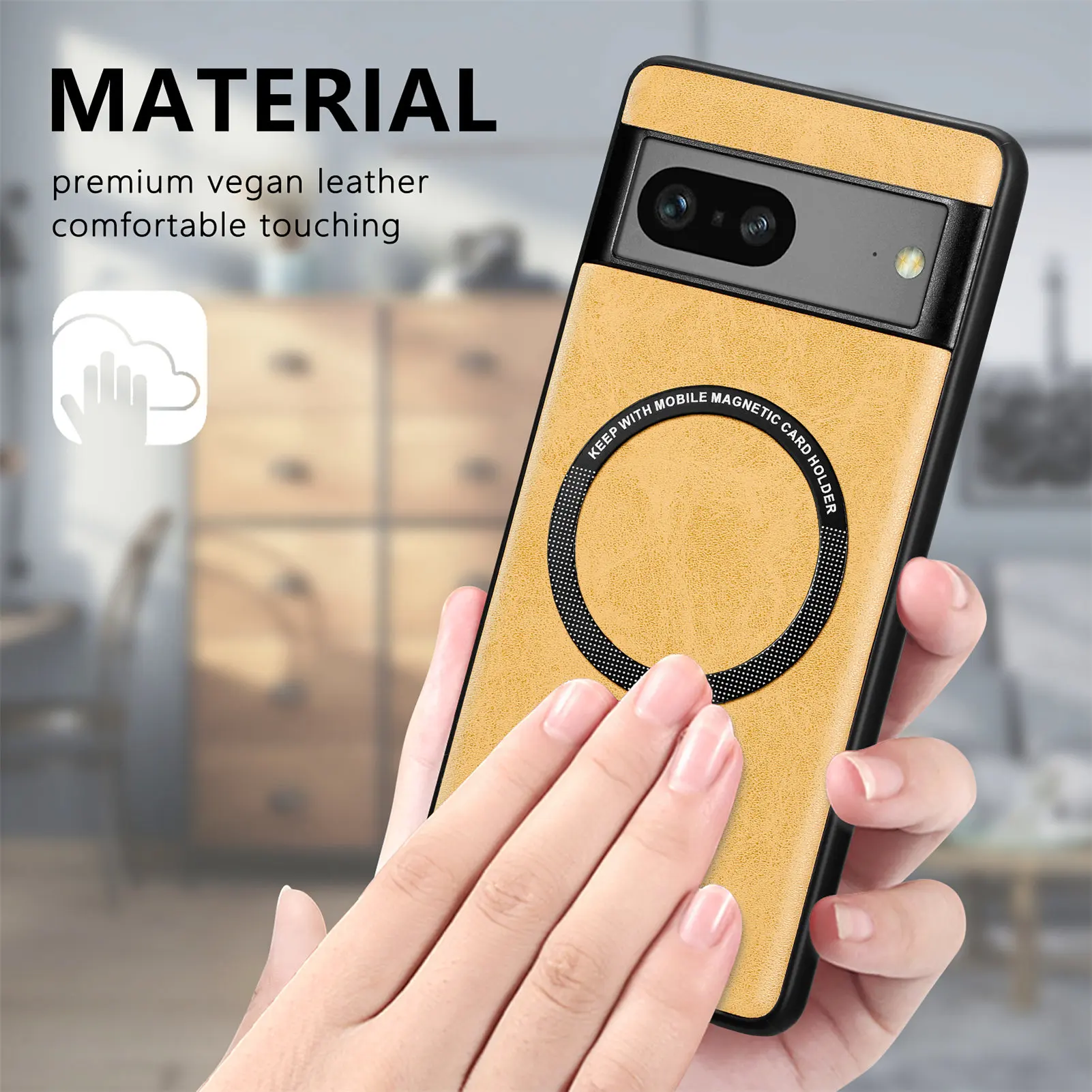 Magnetic Leather Wireless Charging Case For Google Pixel 8 Series - onlinemegasale.com