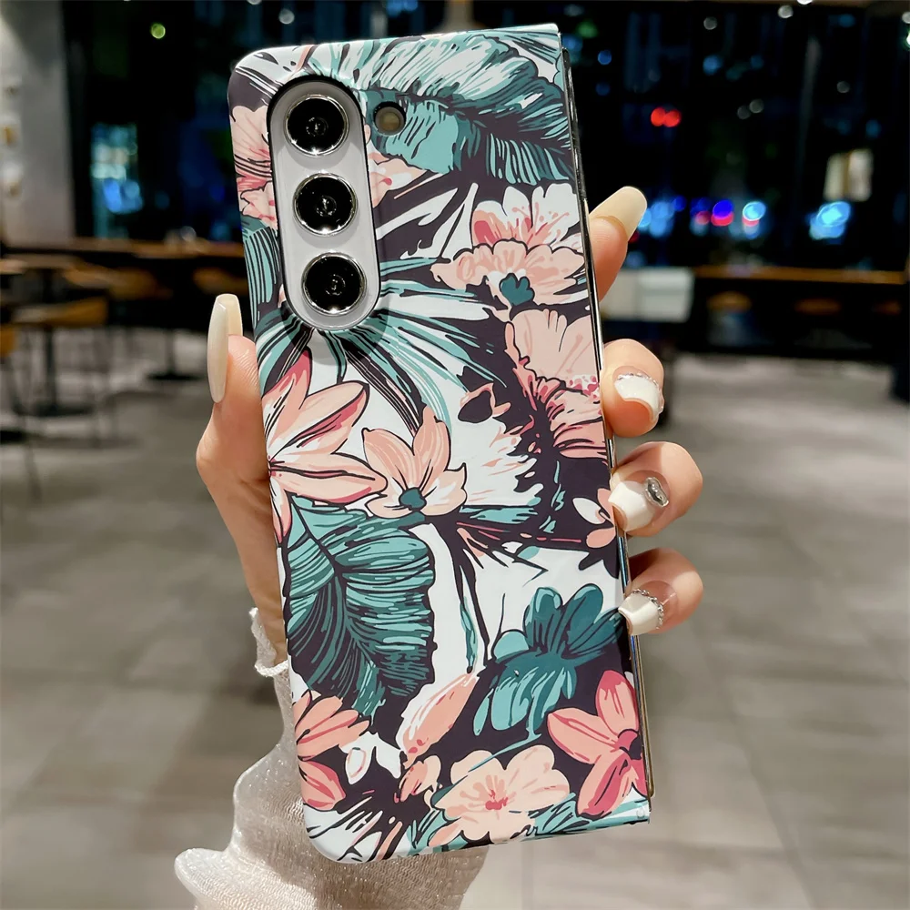 Retro Oil Painting Fragmented Flowers Case For Samsung Galaxy Fold - onlinemegasale.com