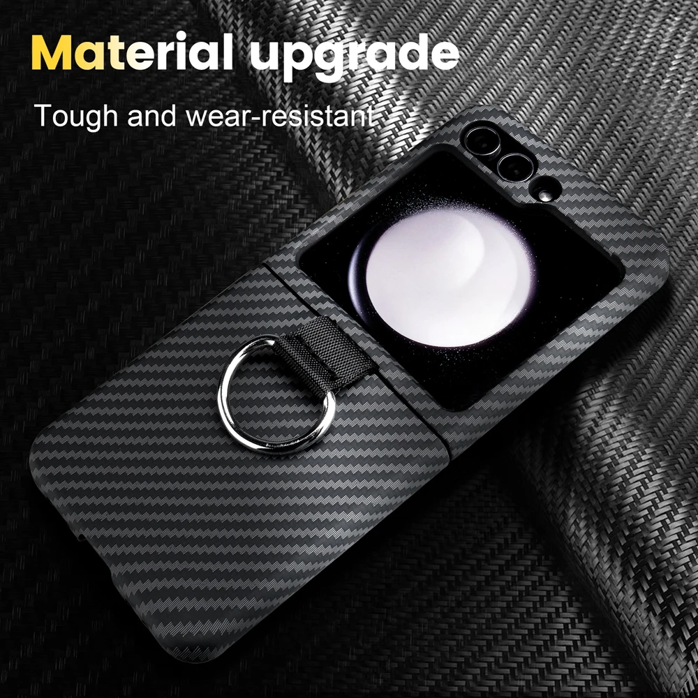 Shockproof Carbon Fiber Case with Ring Holder for Samsung Galaxy Z Flip 6 - onlinemegasale.com Shockproof Carbon Fiber Case with Ring Holder for Samsung Galaxy Z Flip 6 - onlinemegasale.com
