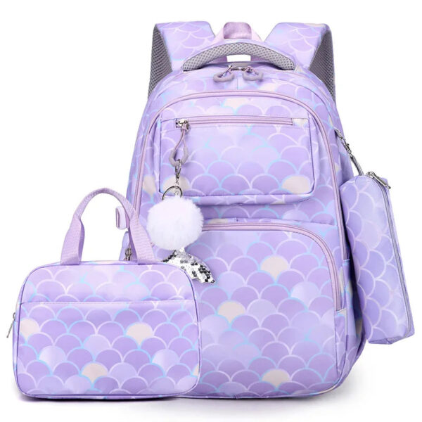 3pcs/Set Fish Scale Print Kid Backpack