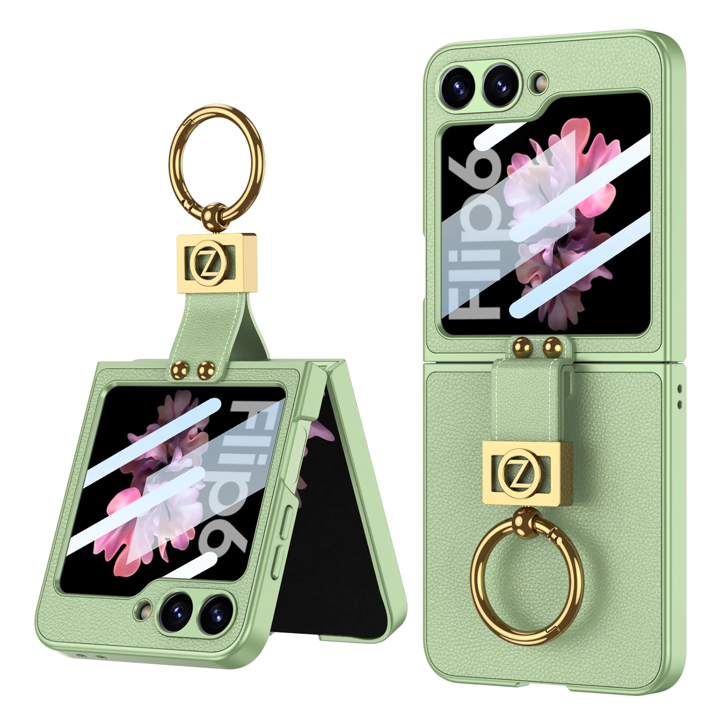 Shockproof Leather Case with Ring Holder for Samsung Galaxy Z Flip 6 - onlinemegasale.com Shockproof Leather Case with Ring Holder for Samsung Galaxy Z Flip 6 - onlinemegasale.com